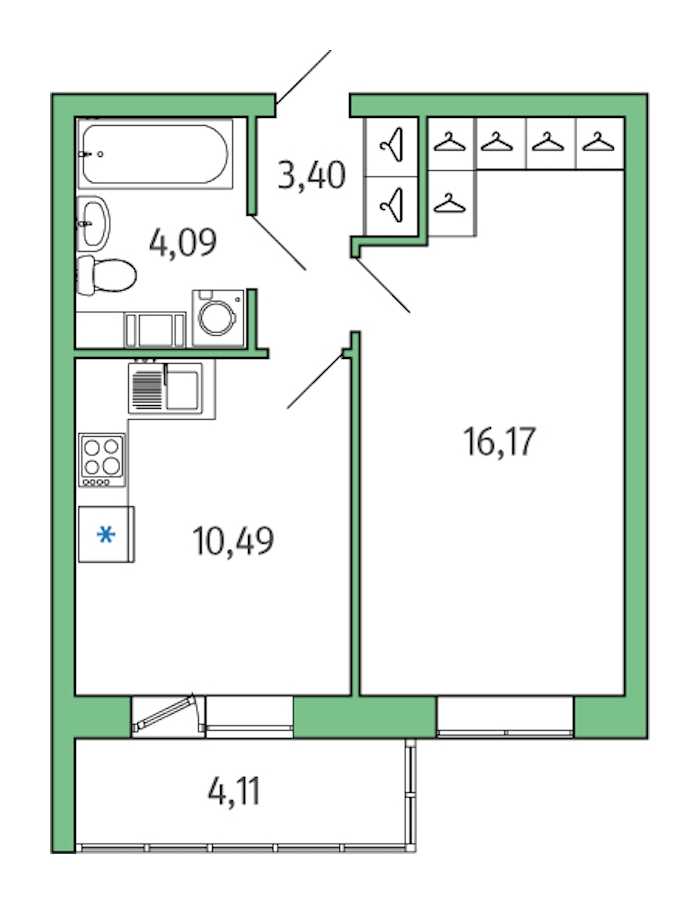 Однокомнатная квартира в : площадь 35.38 м2 , этаж: 1 – купить в Санкт-Петербурге
